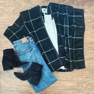 Open-front wool-blend poncho